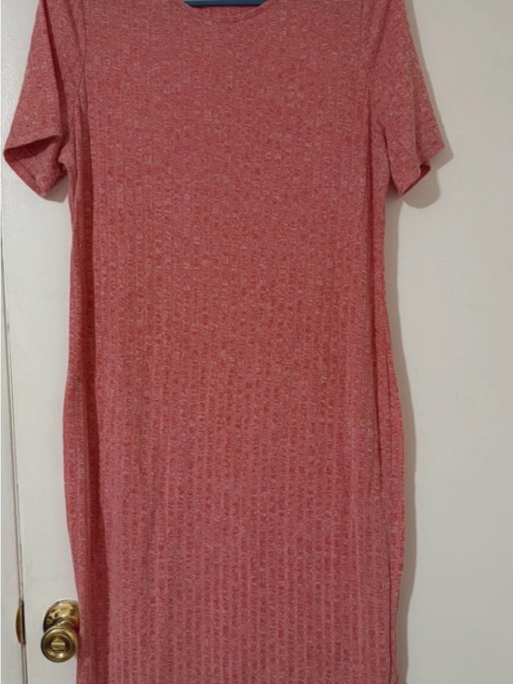 SHEIN Curve coral pink ribbed knit dress